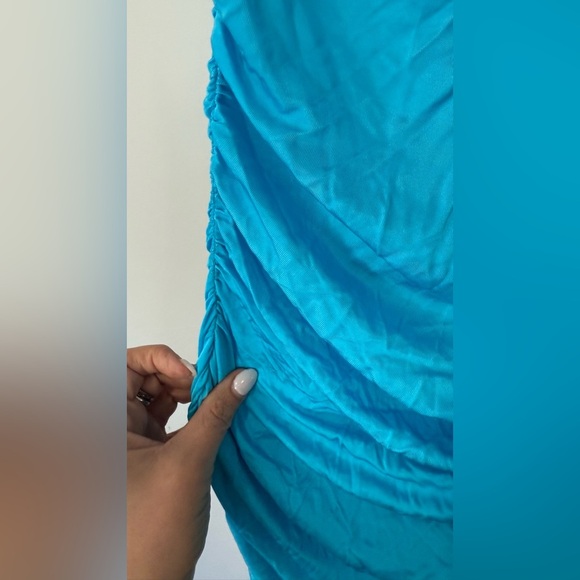 HANNE BLOCH BRIGH BLUE SMOCK RUSHED MISI DRESS SIZE MEDIUM 1751 - Picture 6 of 12